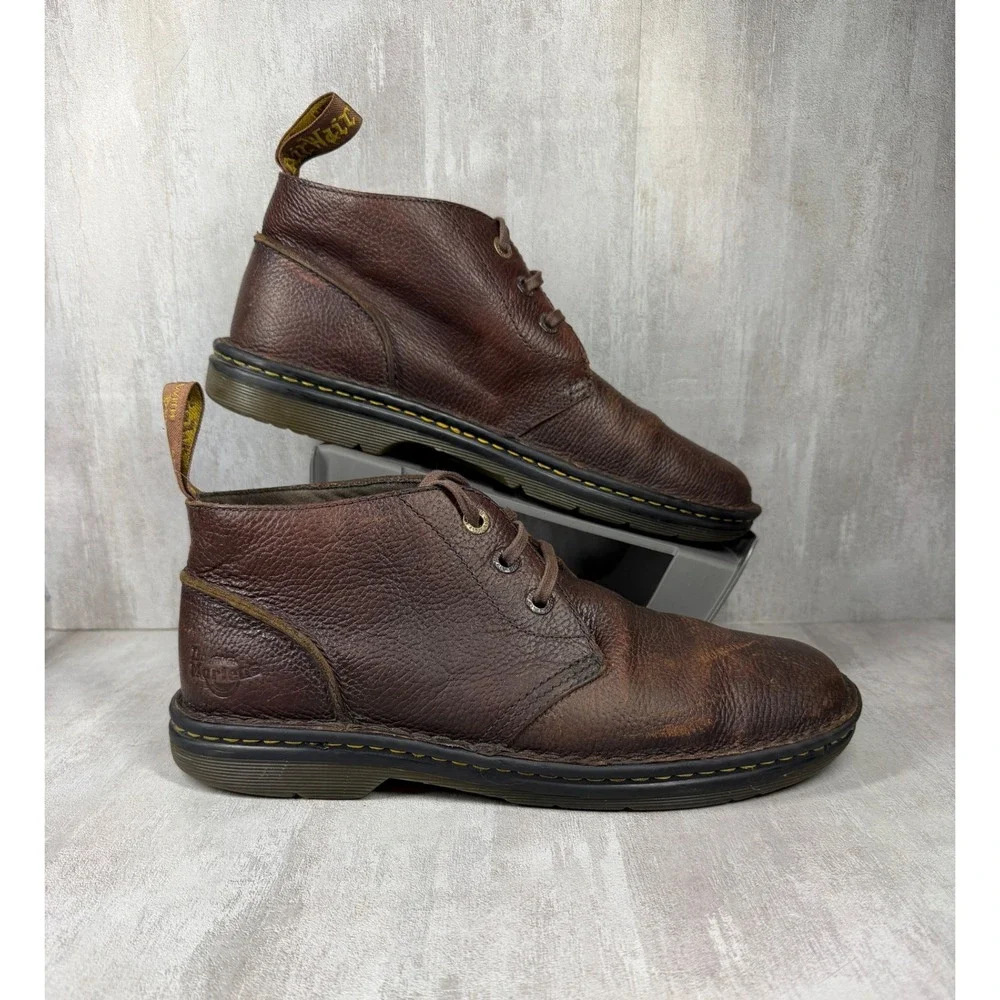 Dr. Martens Industrial Brown Pebbled Leather Chukka Boots Slip Resistant Mens 11